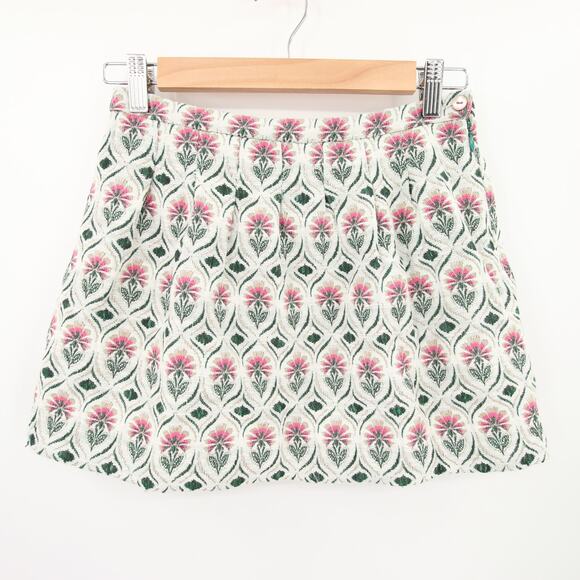 Zara Girls Skirt Pink Off White Floral Embroidered Tapestry Mini A-Line 13/14 - Picture 1 of 8